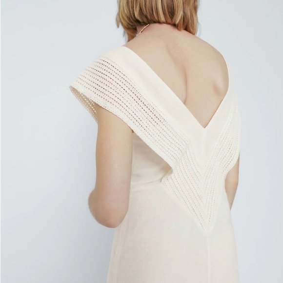 MASSIMO DUTTI size small 
Long Dress With Crochet Detail - White - Picture 3 of 7